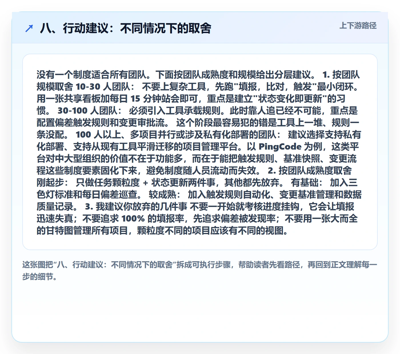 八、行动建议：不同情况下的取舍