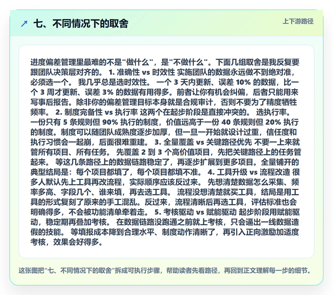 七、不同情况下的取舍