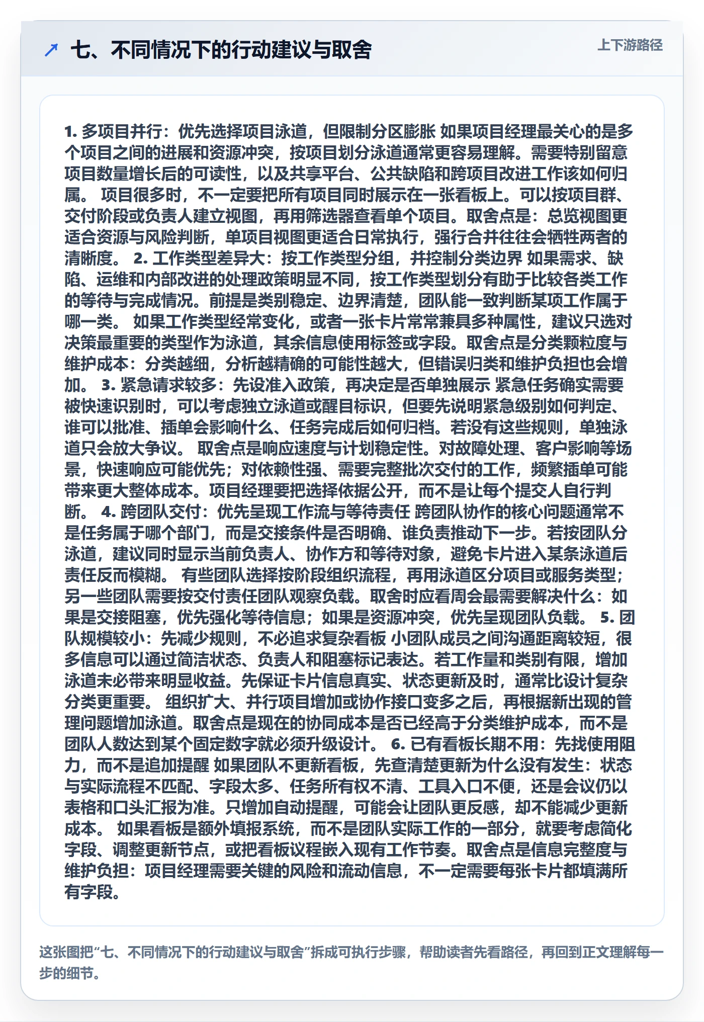七、不同情况下的行动建议与取舍
