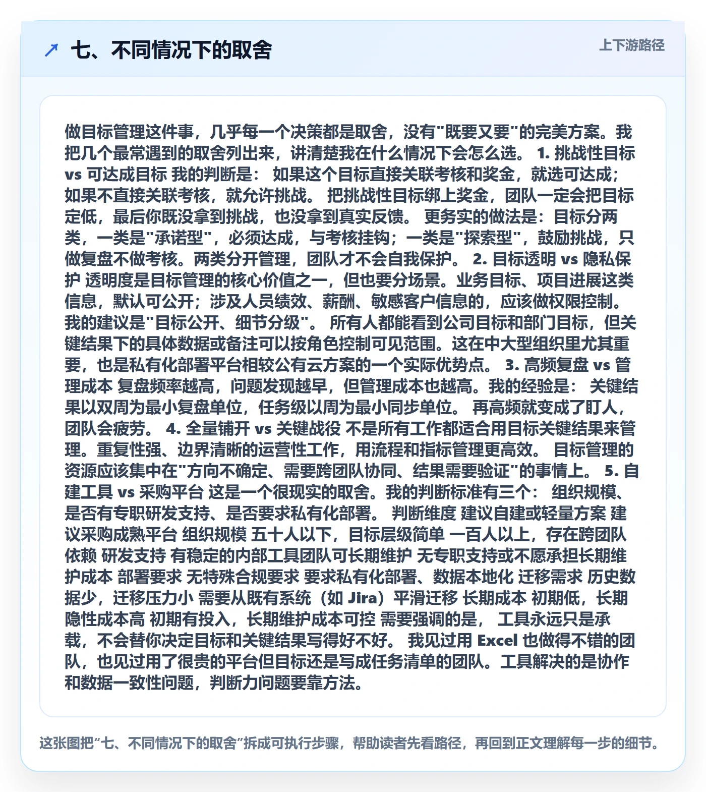 七、不同情况下的取舍