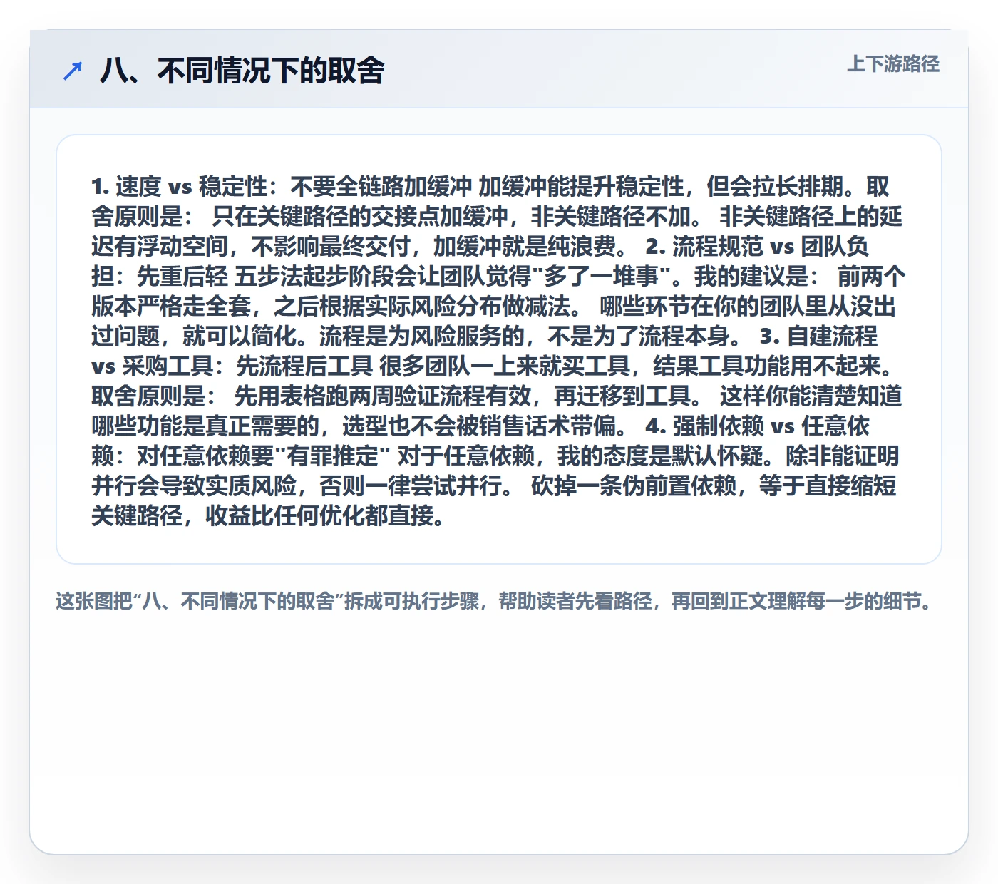 八、不同情况下的取舍
