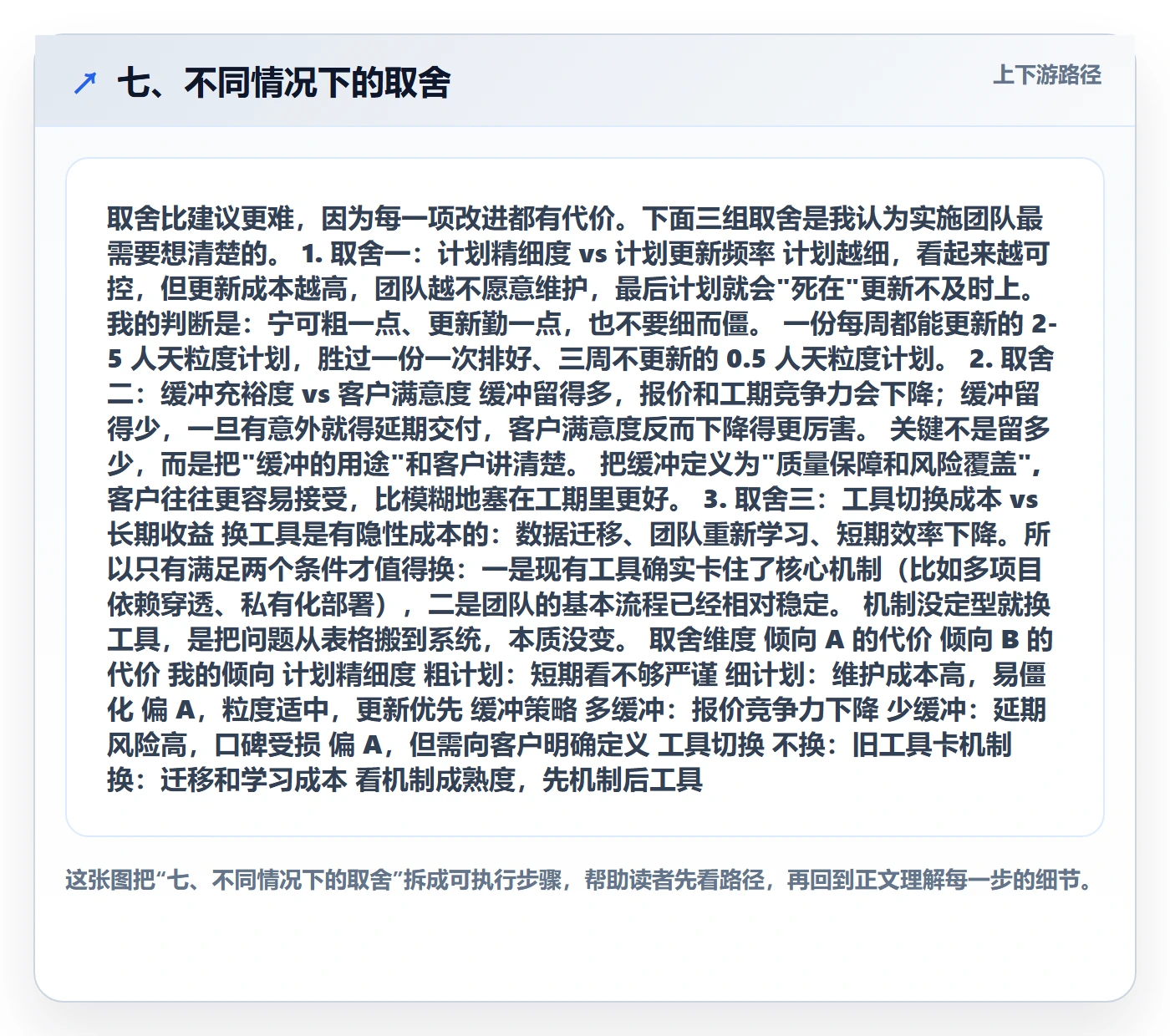七、不同情况下的取舍