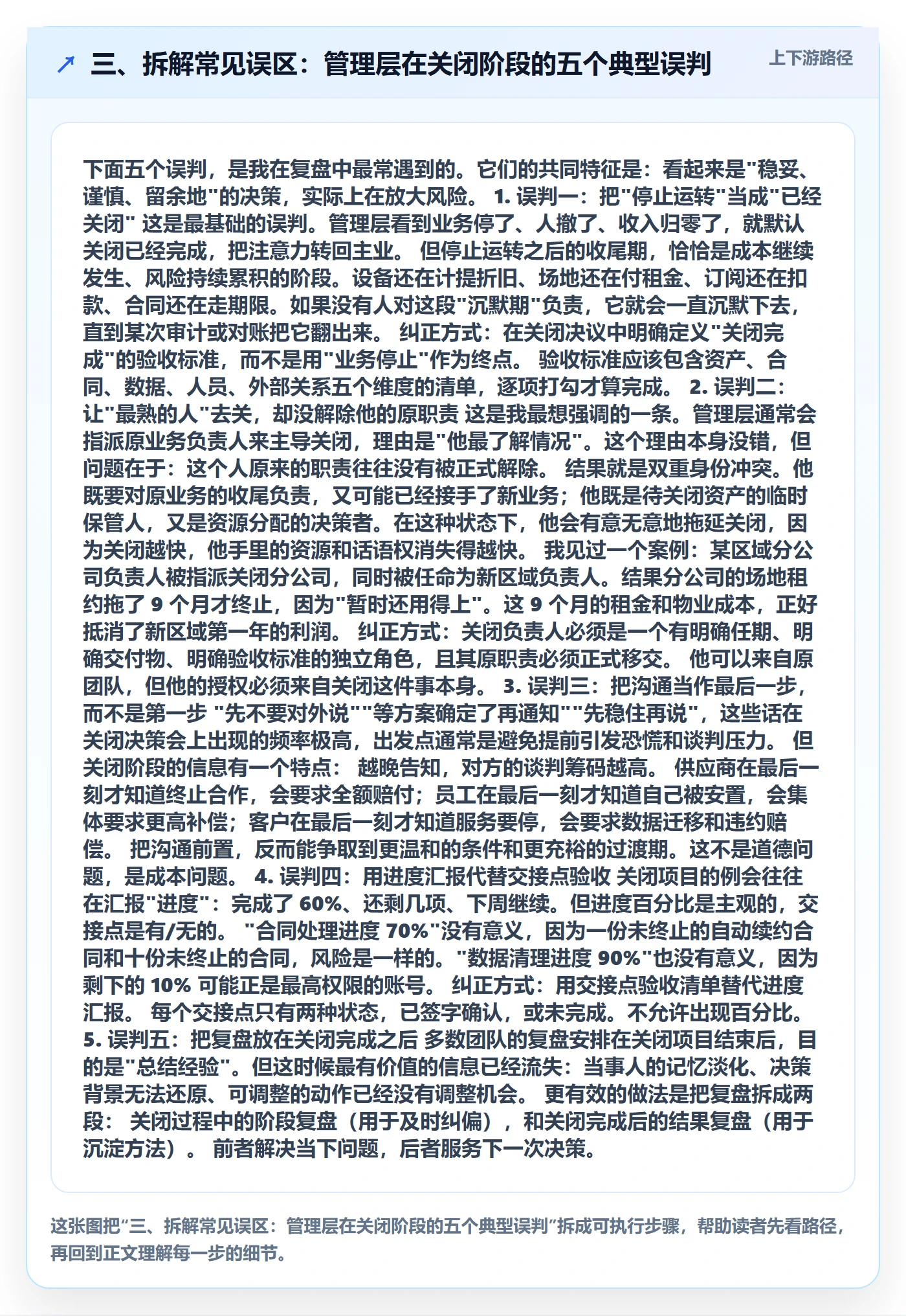 三、拆解常见误区:管理层在关闭阶段的五个典型误判