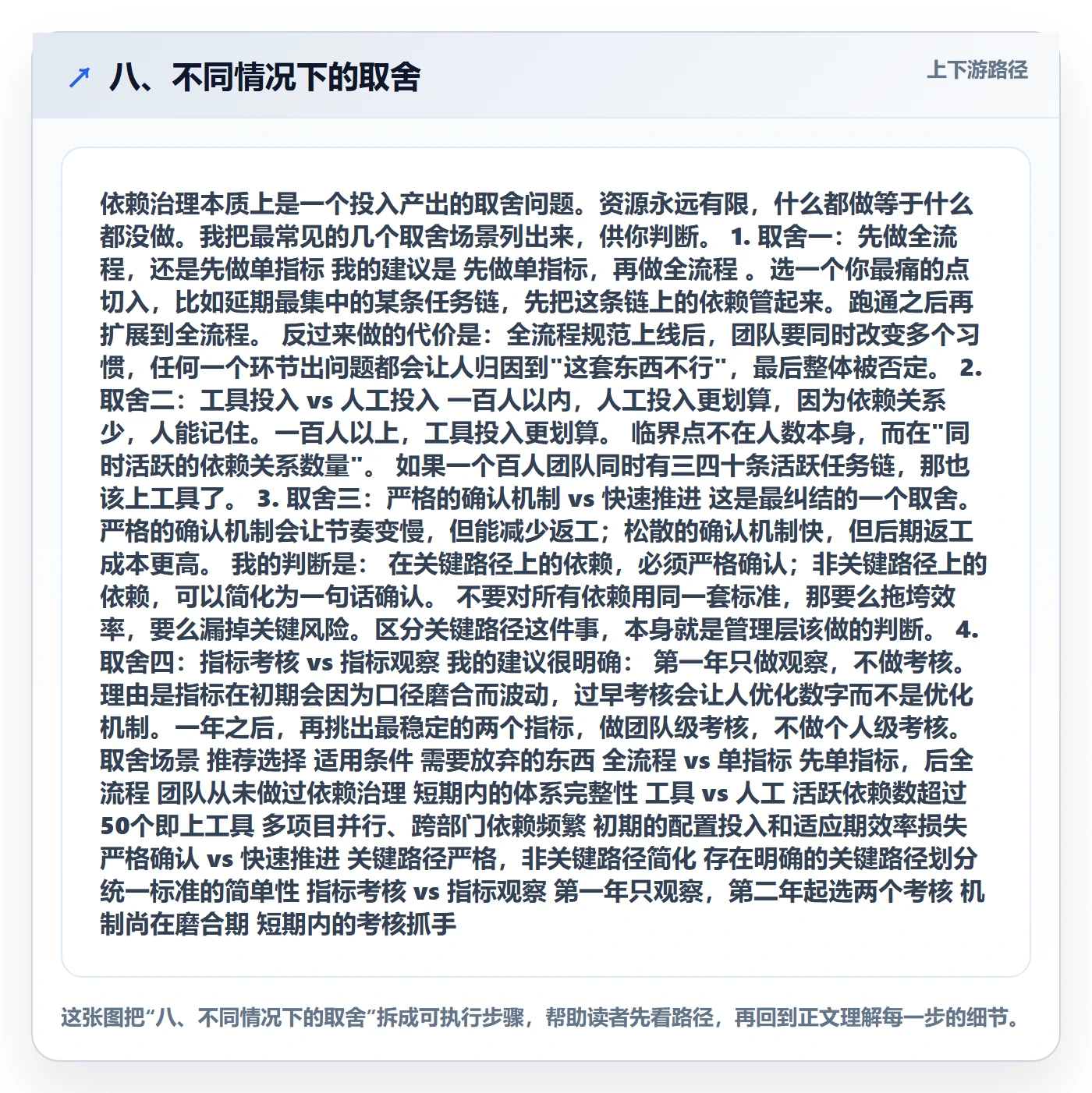 八、不同情况下的取舍