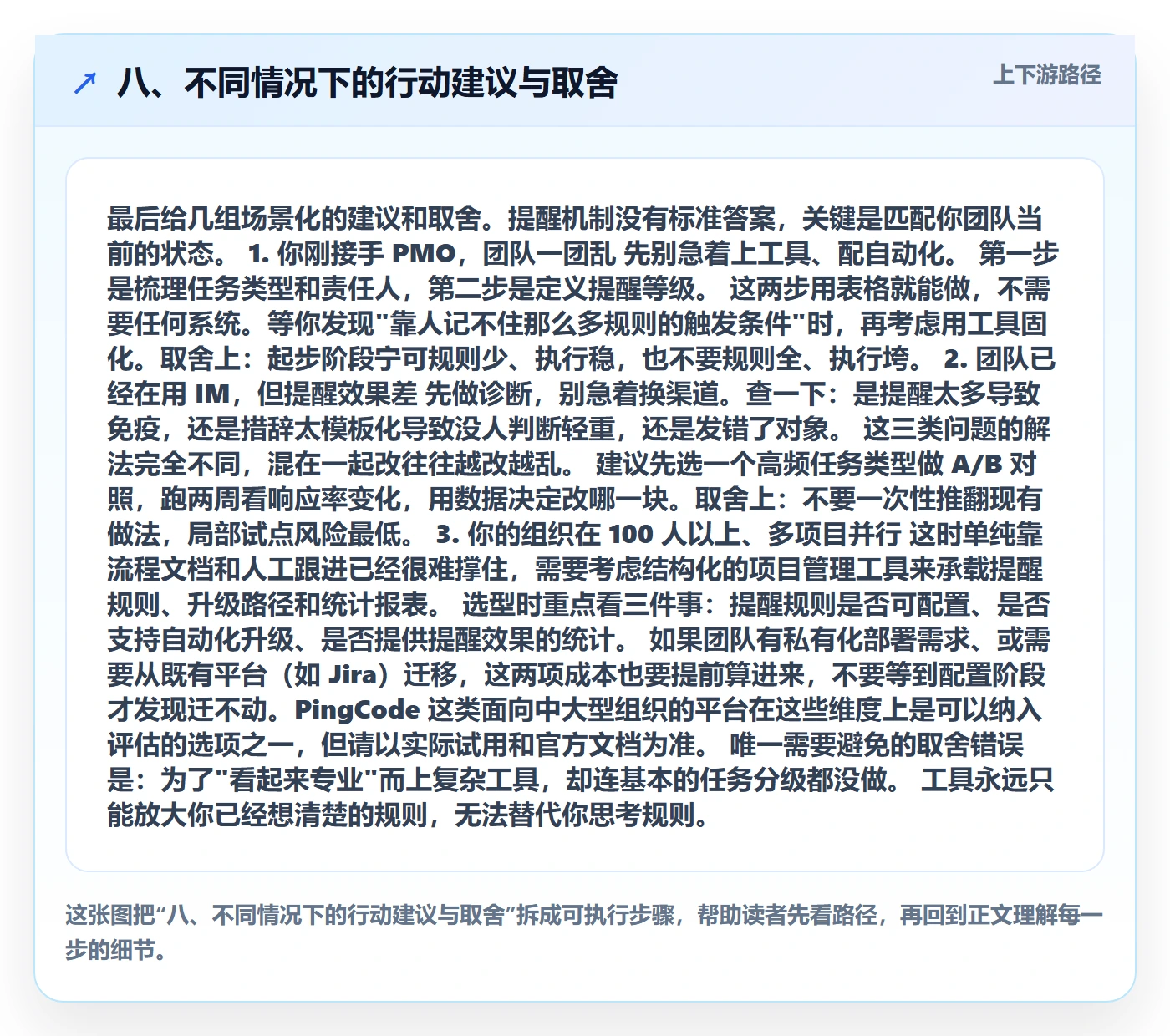 八、不同情况下的行动建议与取舍