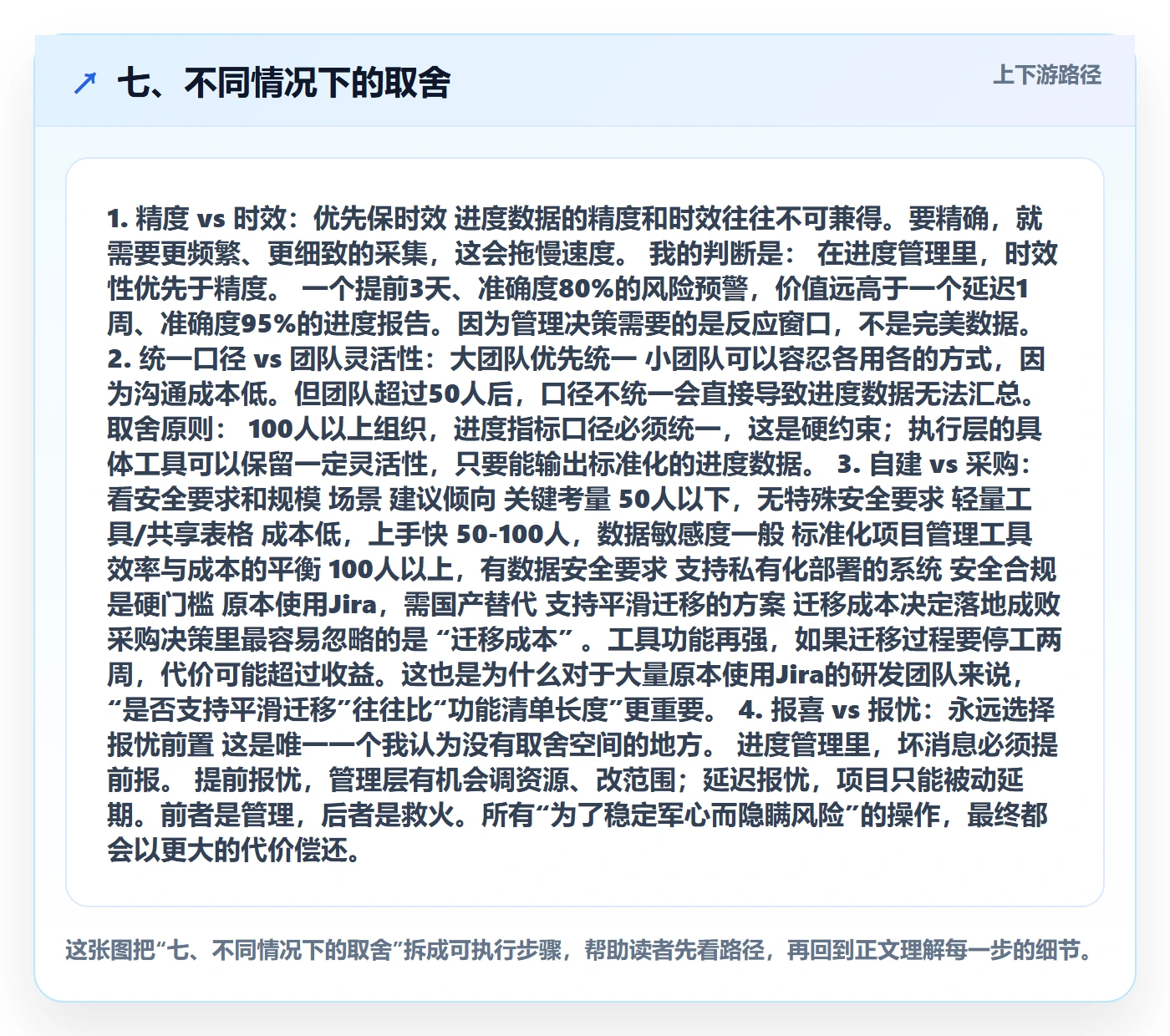 七、不同情况下的取舍