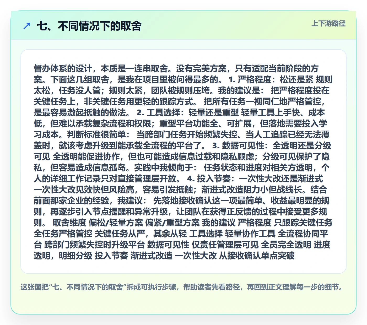 七、不同情况下的取舍