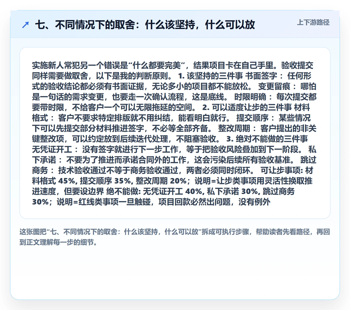 七、不同情况下的取舍：什么该坚持，什么可以放