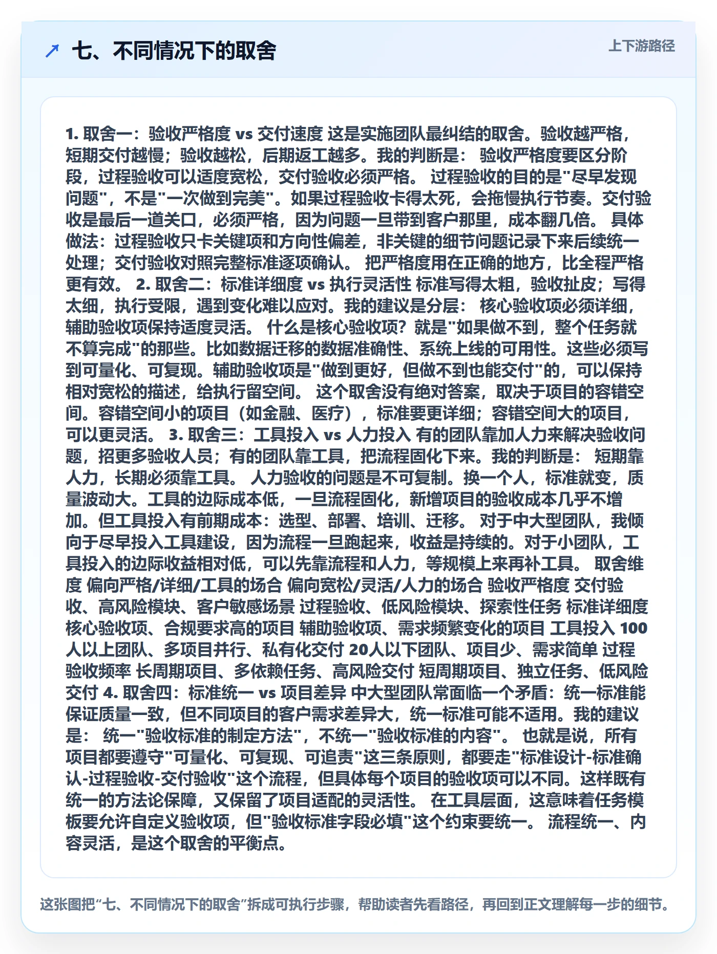 七、不同情况下的取舍