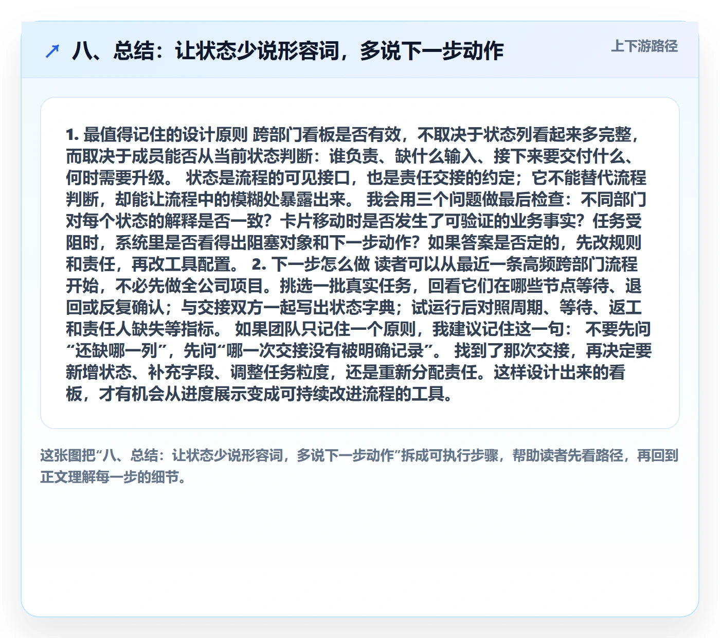 八、总结：让状态少说形容词，多说下一步动作