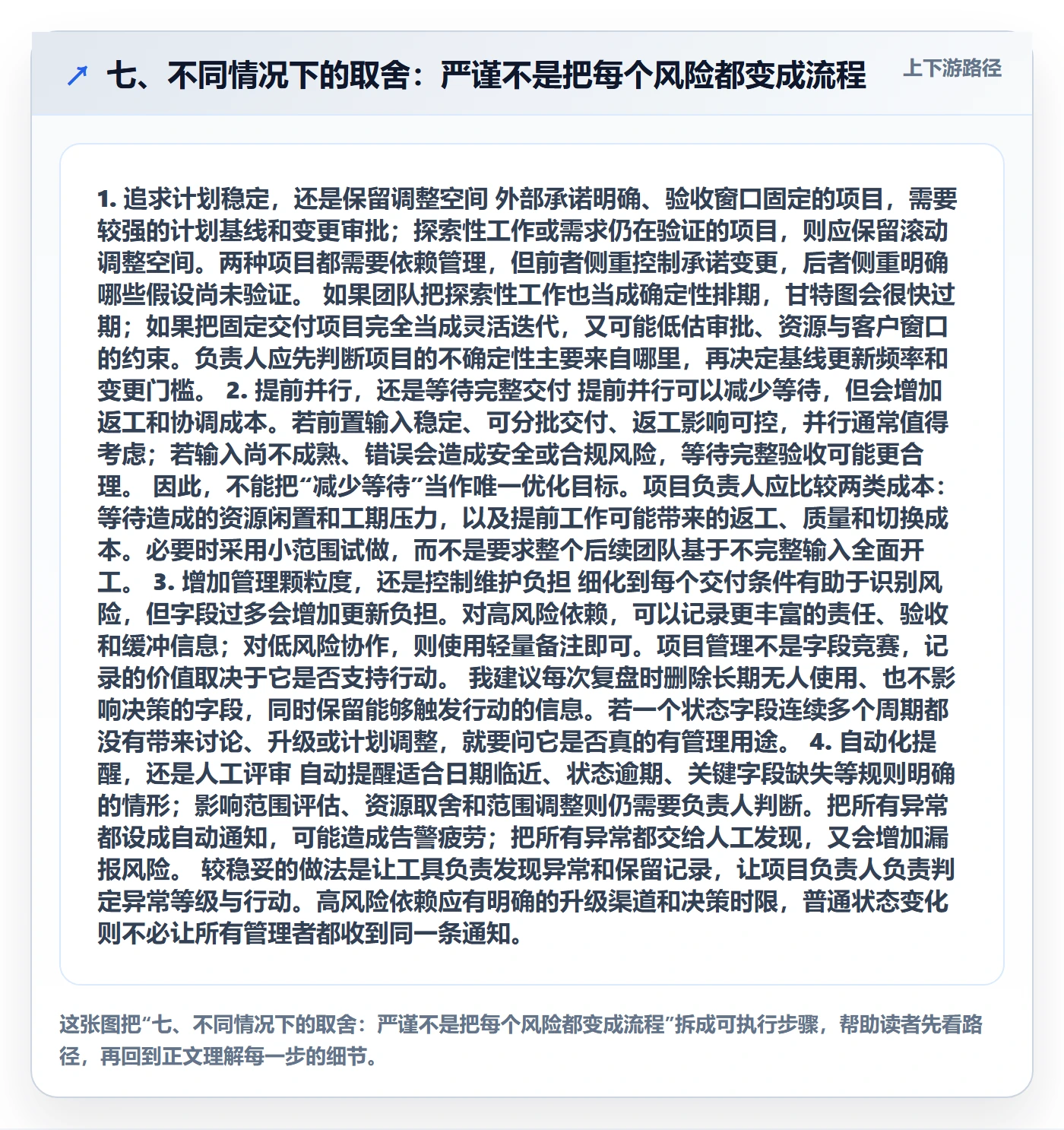 七、不同情况下的取舍:严谨不是把每个风险都变成流程