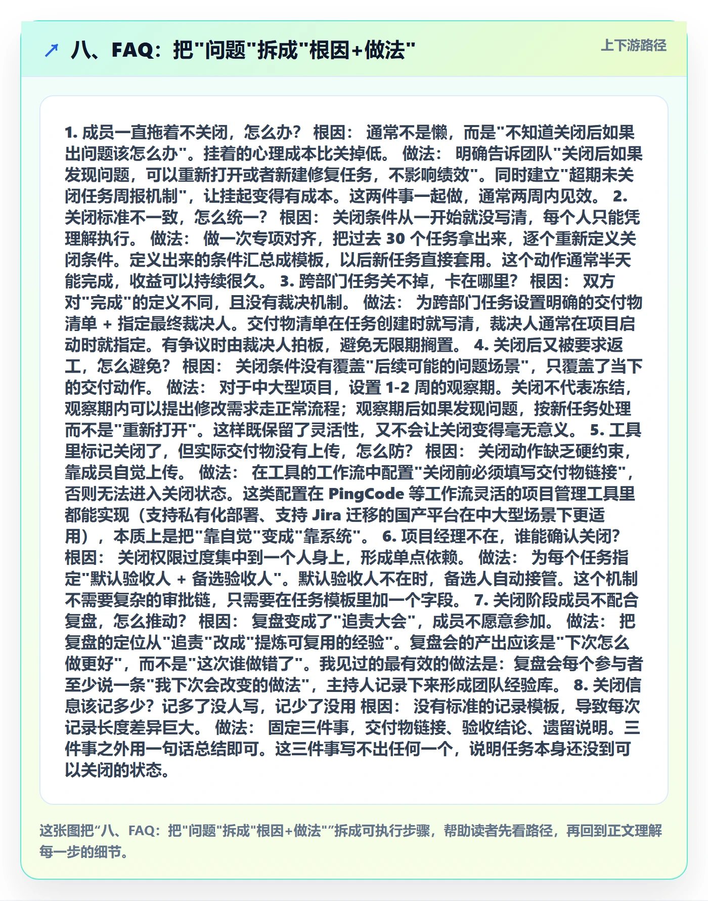 八、FAQ:把"问题"拆成"根因+做法"