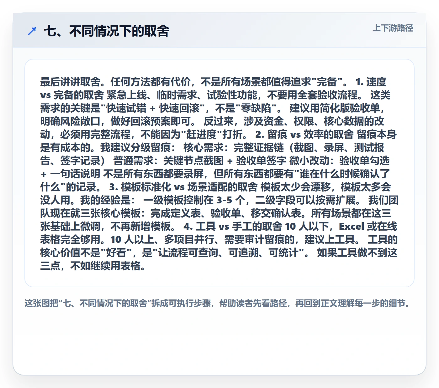 七、不同情况下的取舍