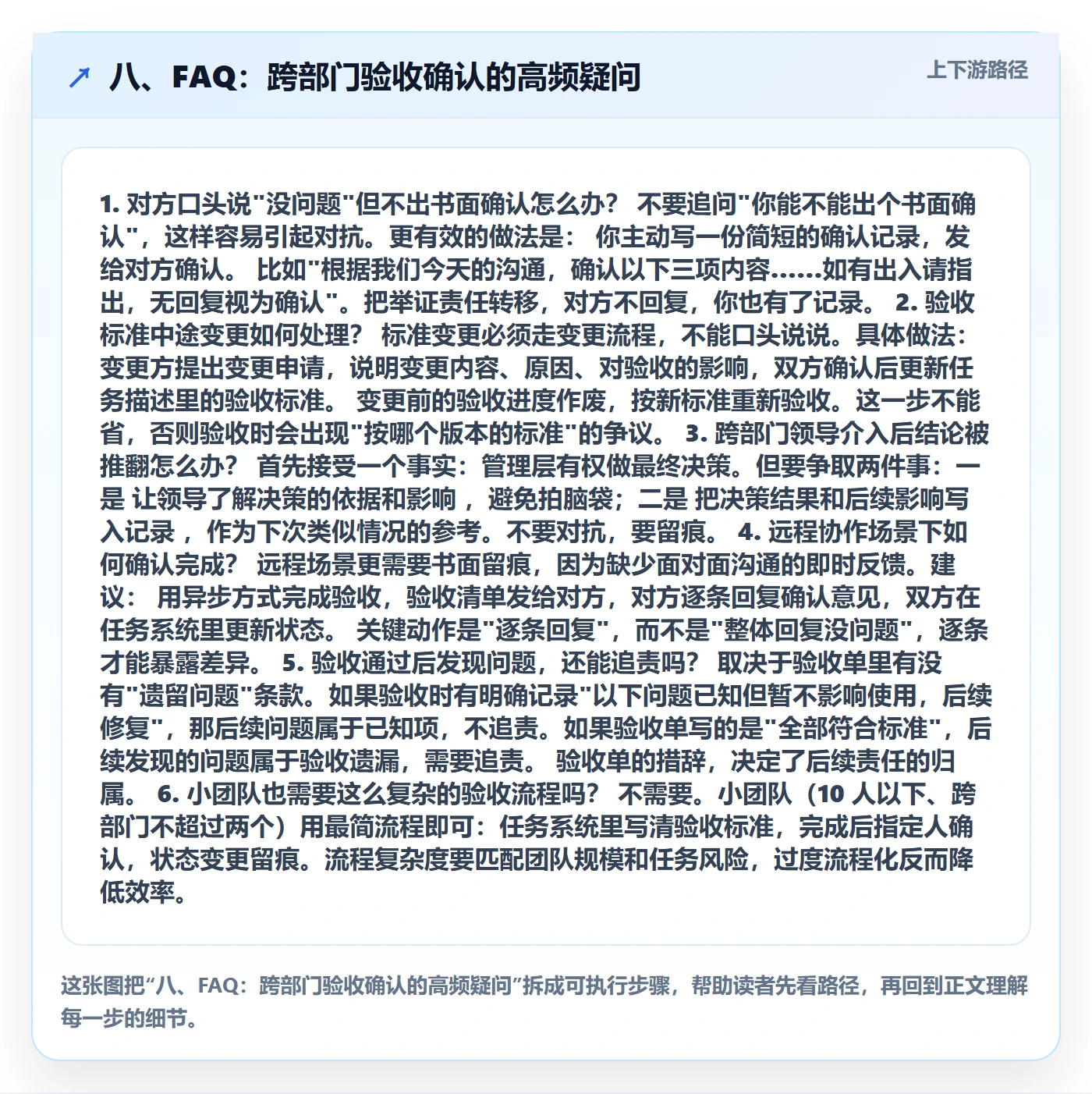 八、FAQ:跨部门验收确认的高频疑问