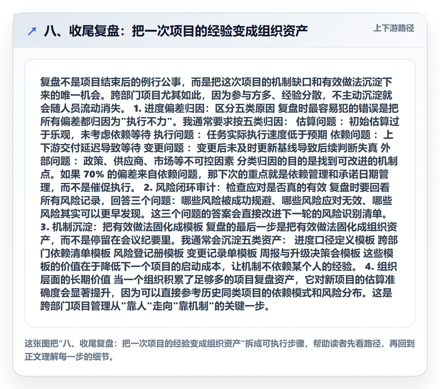 八、收尾复盘:把一次项目的经验变成组织资产