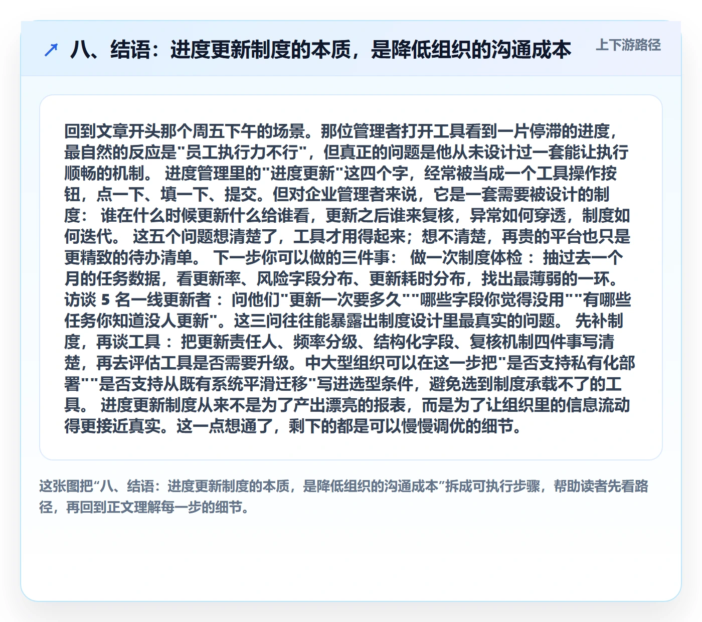 八、结语：进度更新制度的本质，是降低组织的沟通成本