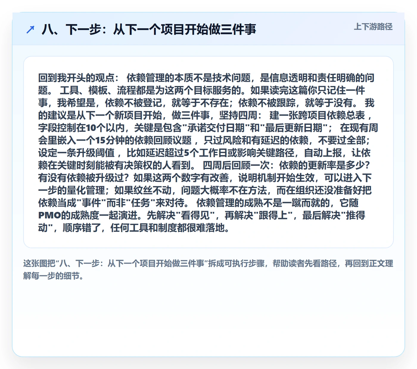 八、下一步:从下一个项目开始做三件事