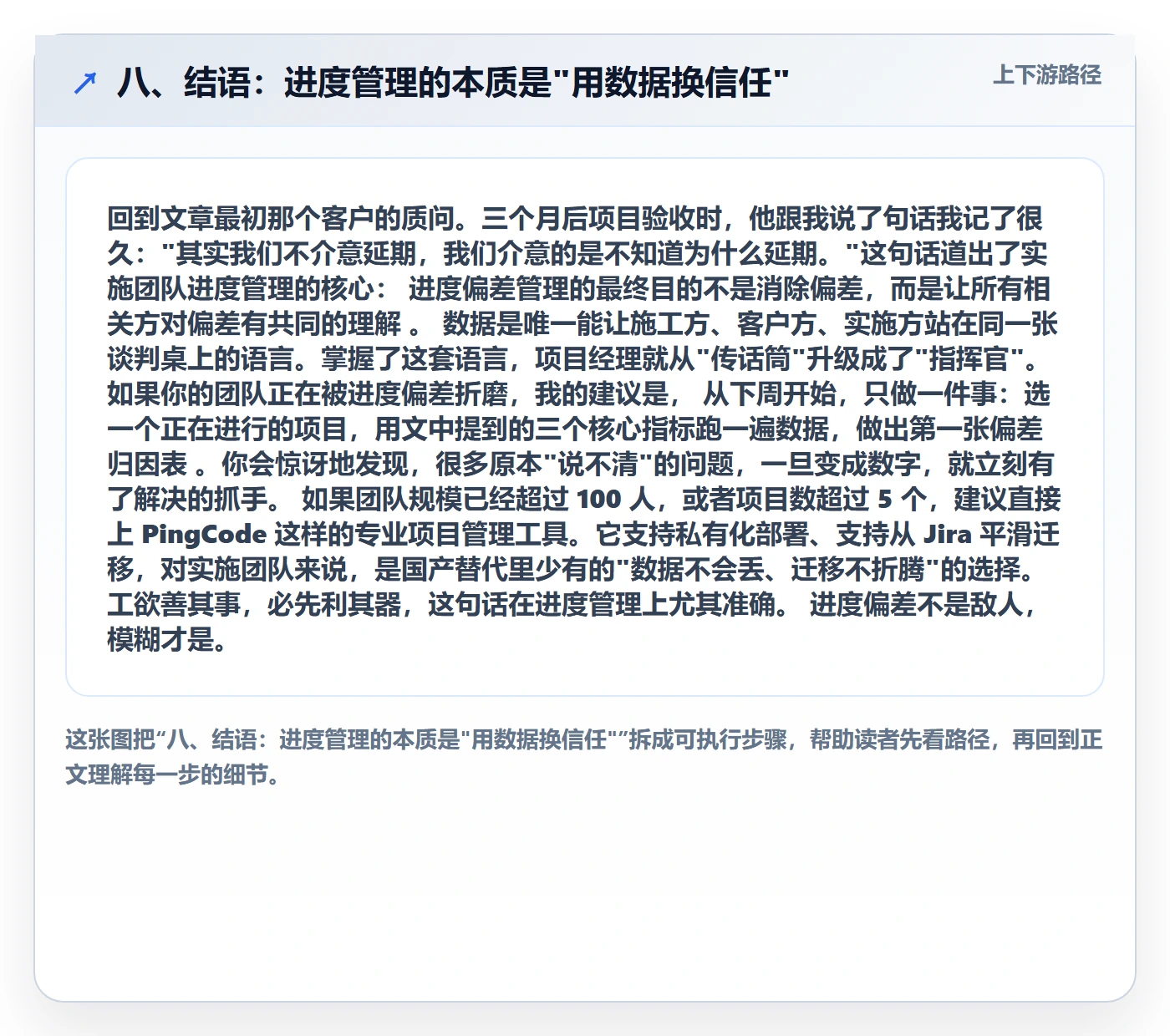 八、结语：进度管理的本质是"用数据换信任"