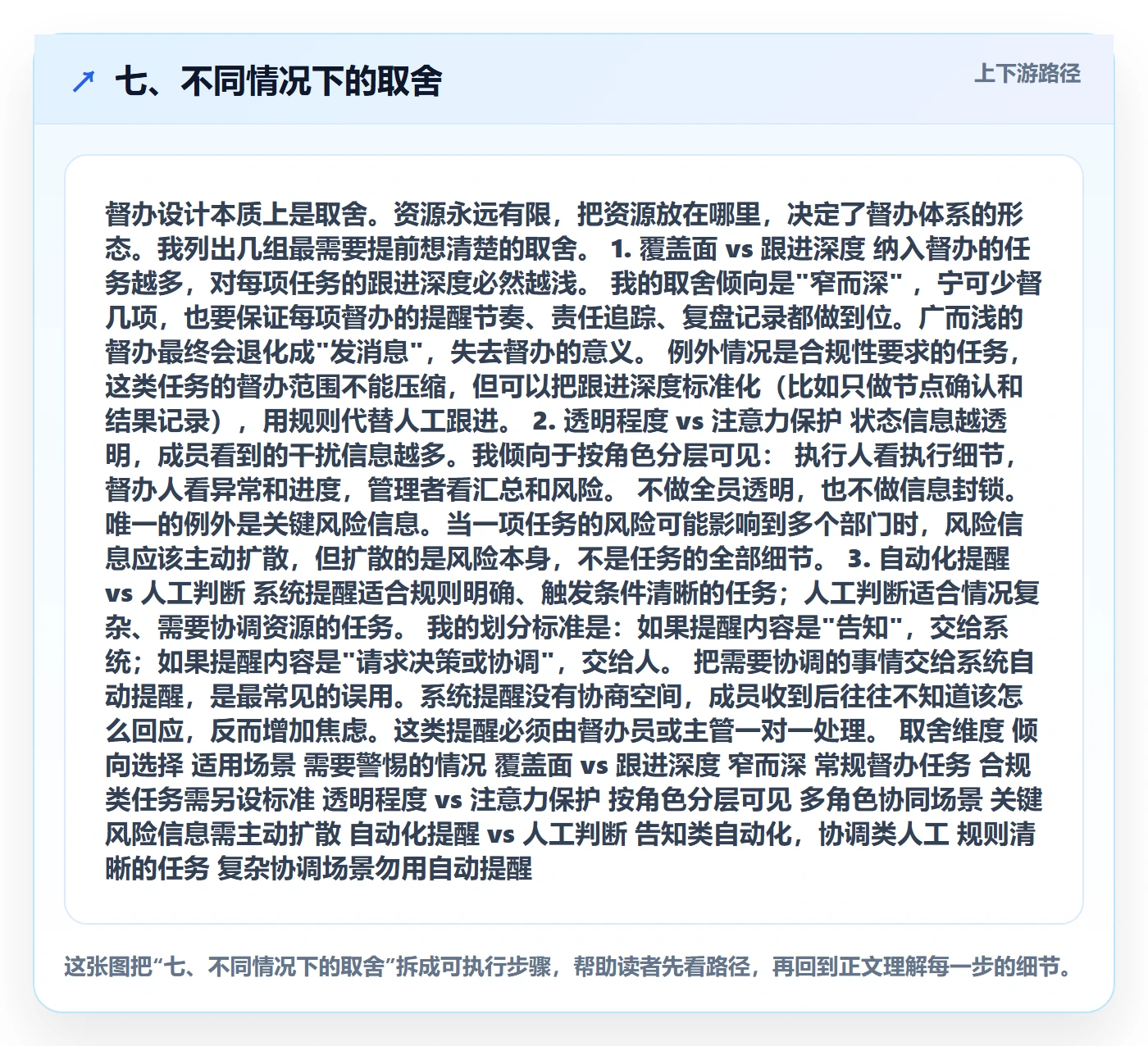 七、不同情况下的取舍