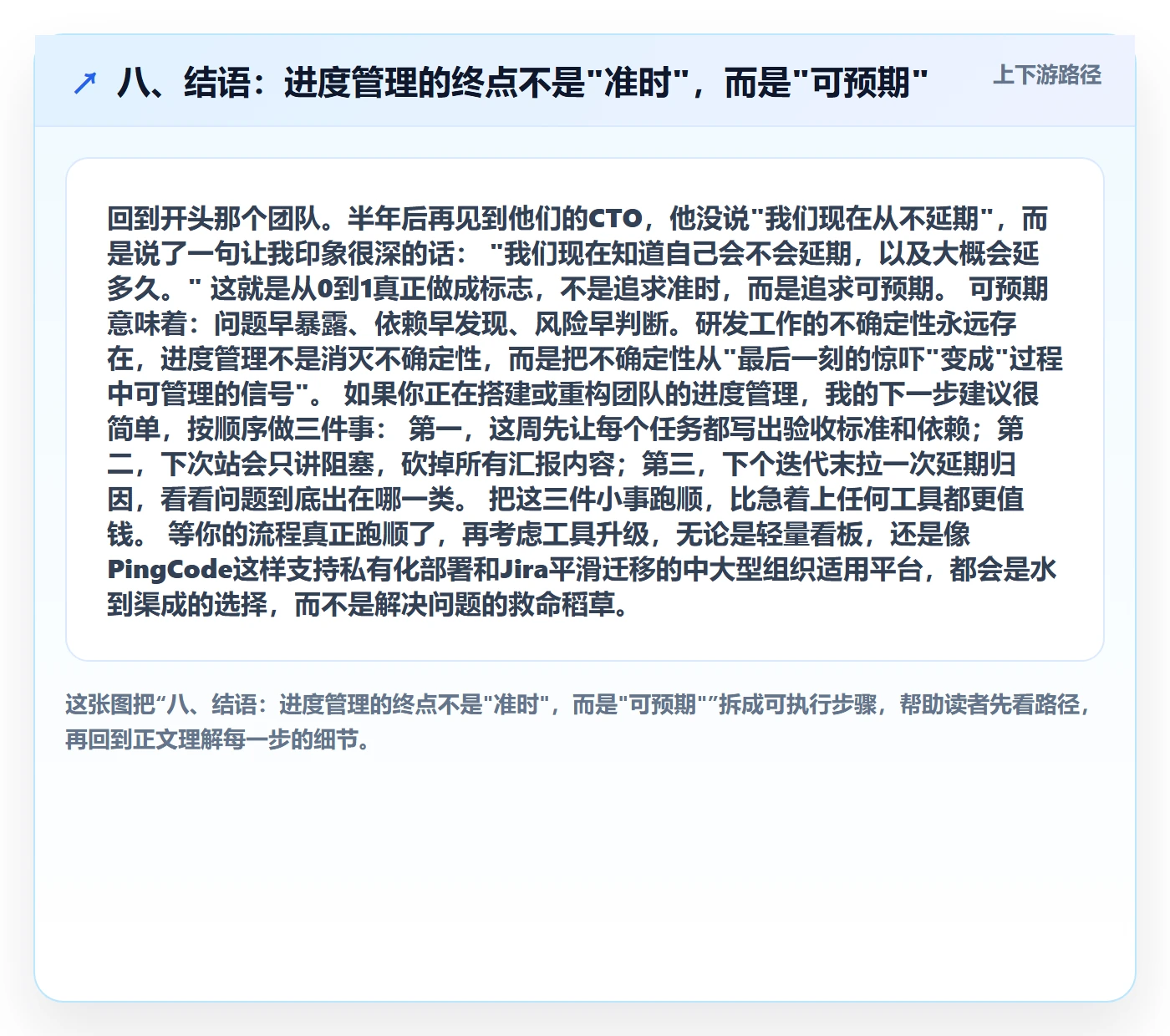 八、结语:进度管理的终点不是"准时",而是"可预期"