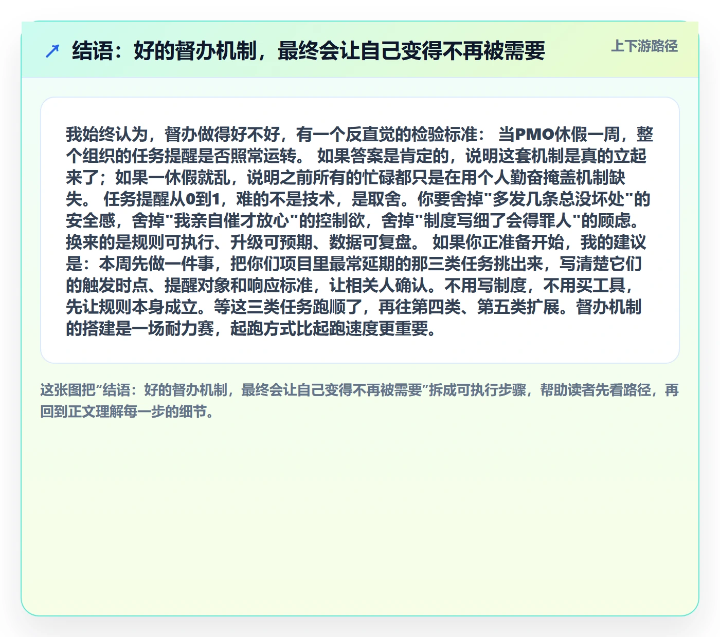 结语:好的督办机制,最终会让自己变得不再被需要