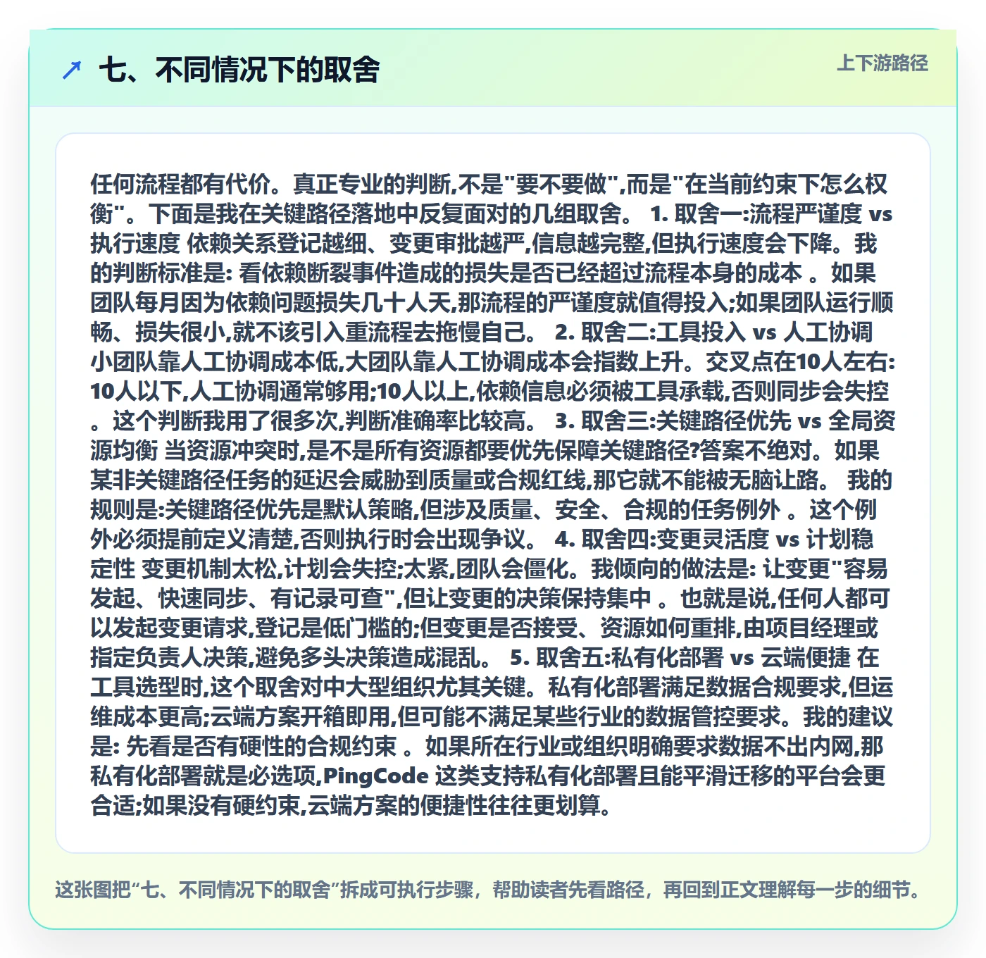 七、不同情况下的取舍