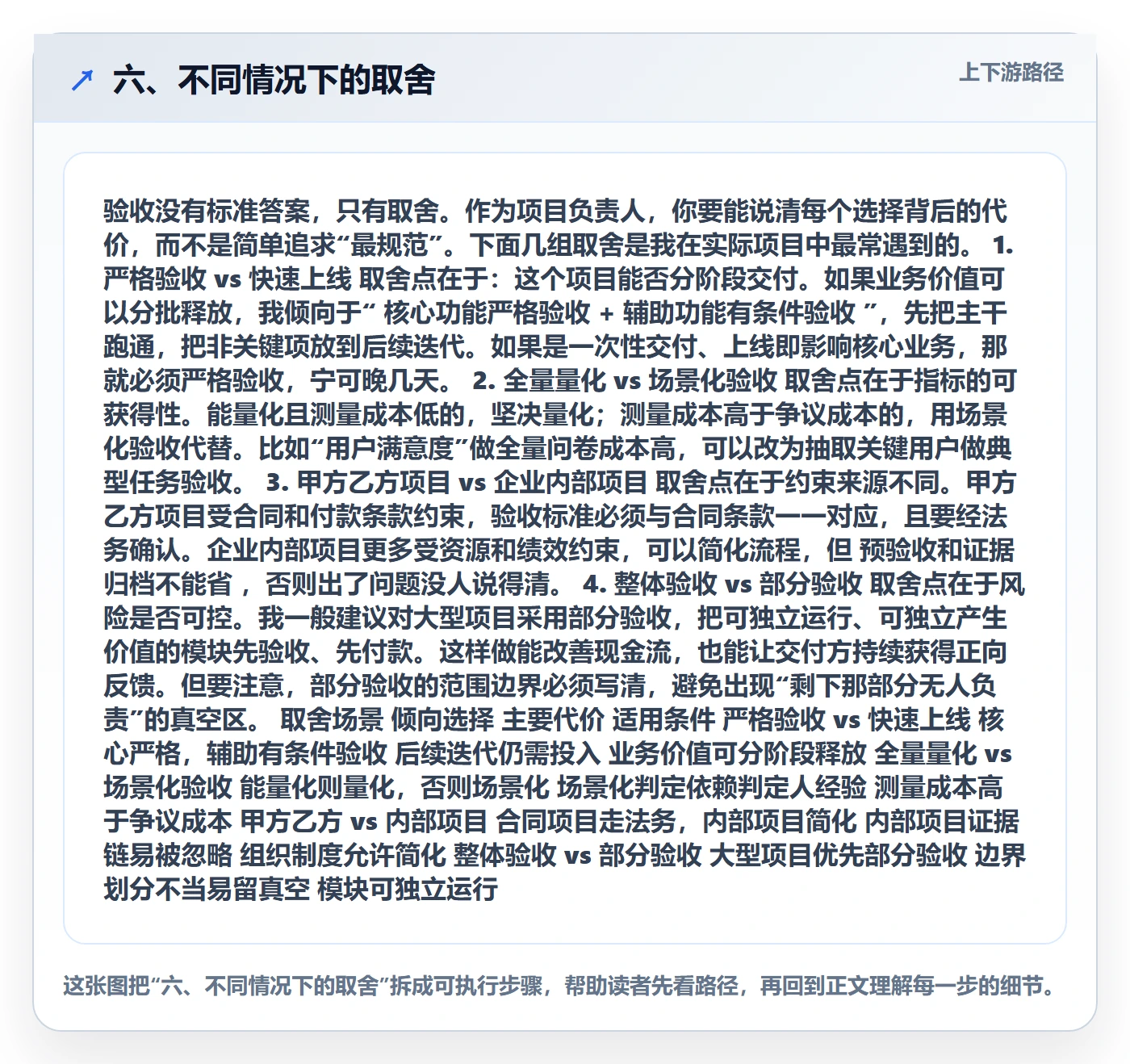 六、不同情况下的取舍