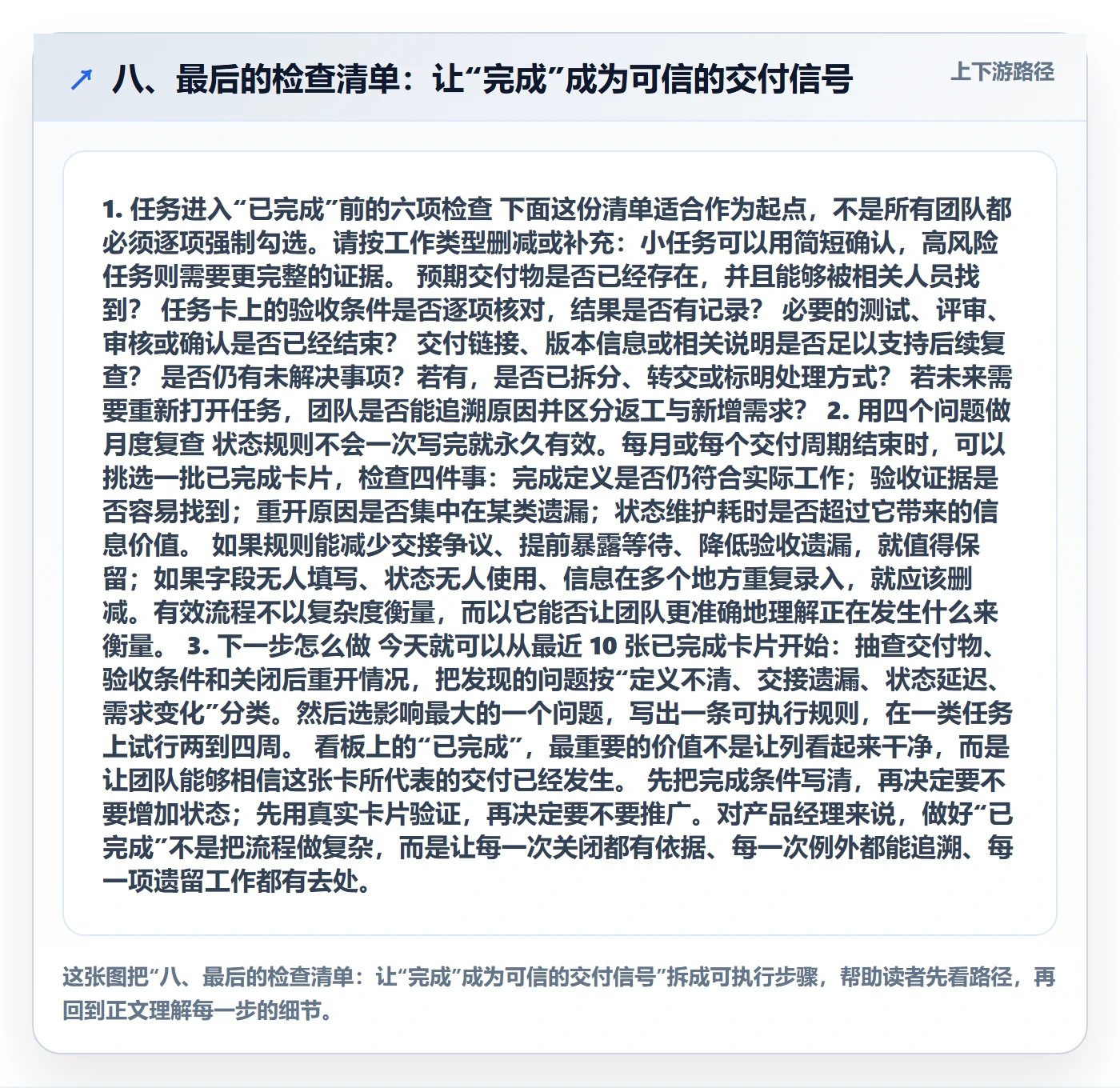 八、最后的检查清单:让“完成”成为可信的交付信号
