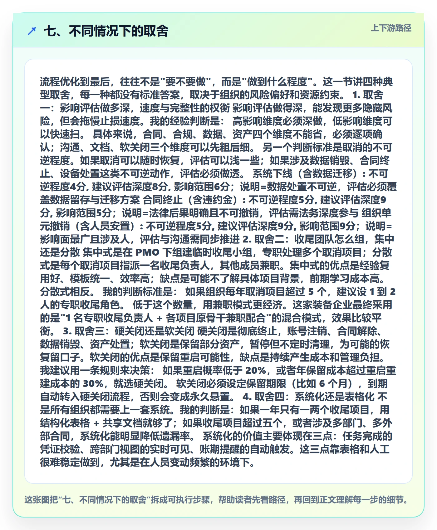 七、不同情况下的取舍