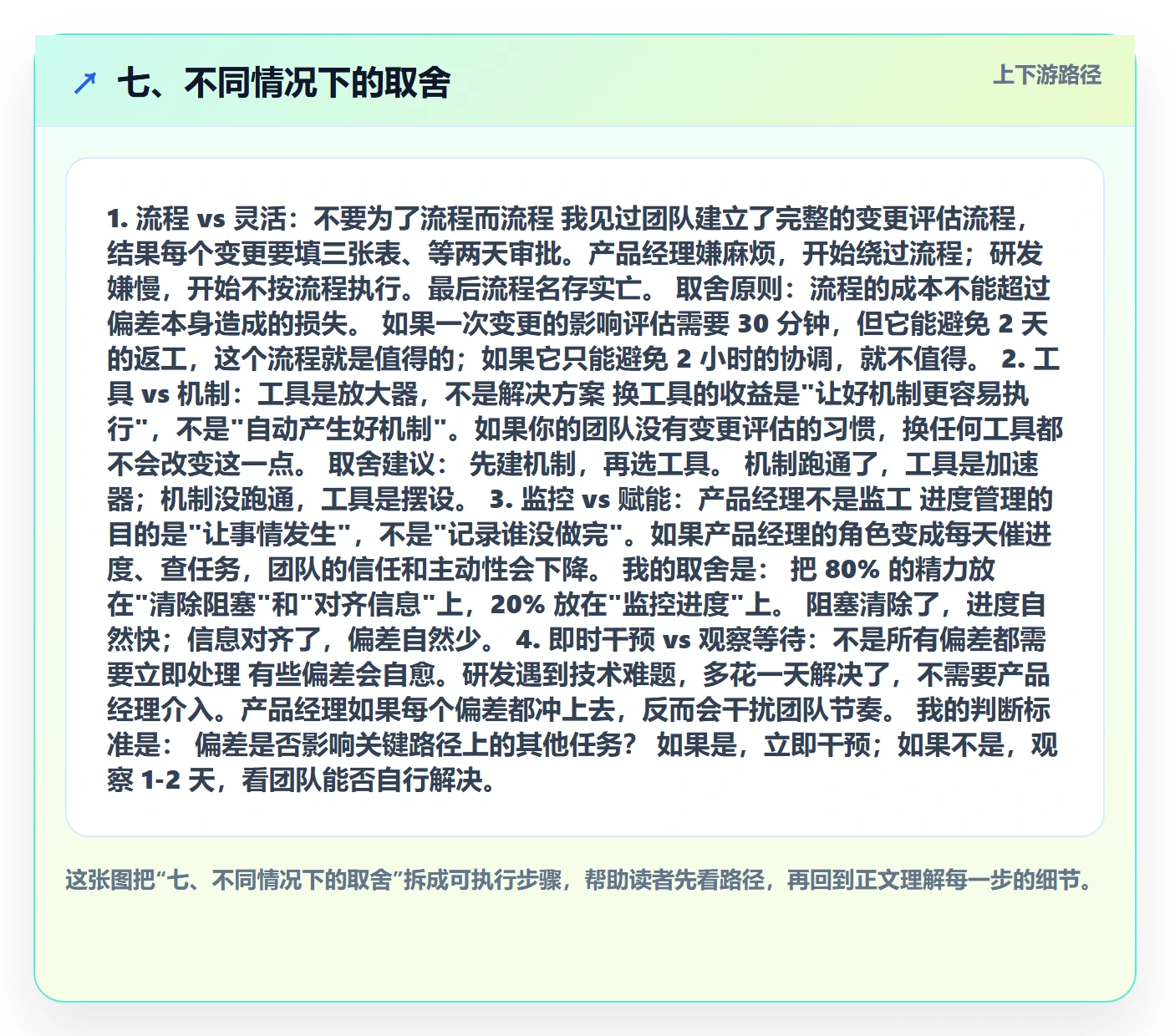 七、不同情况下的取舍