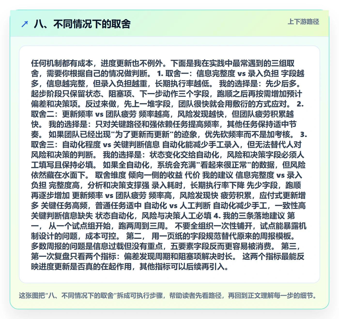 八、不同情况下的取舍