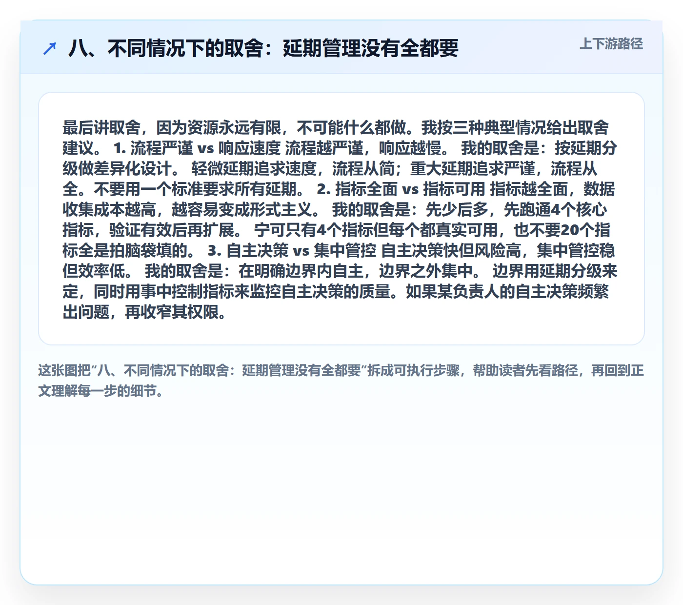 八、不同情况下的取舍:延期管理没有全都要