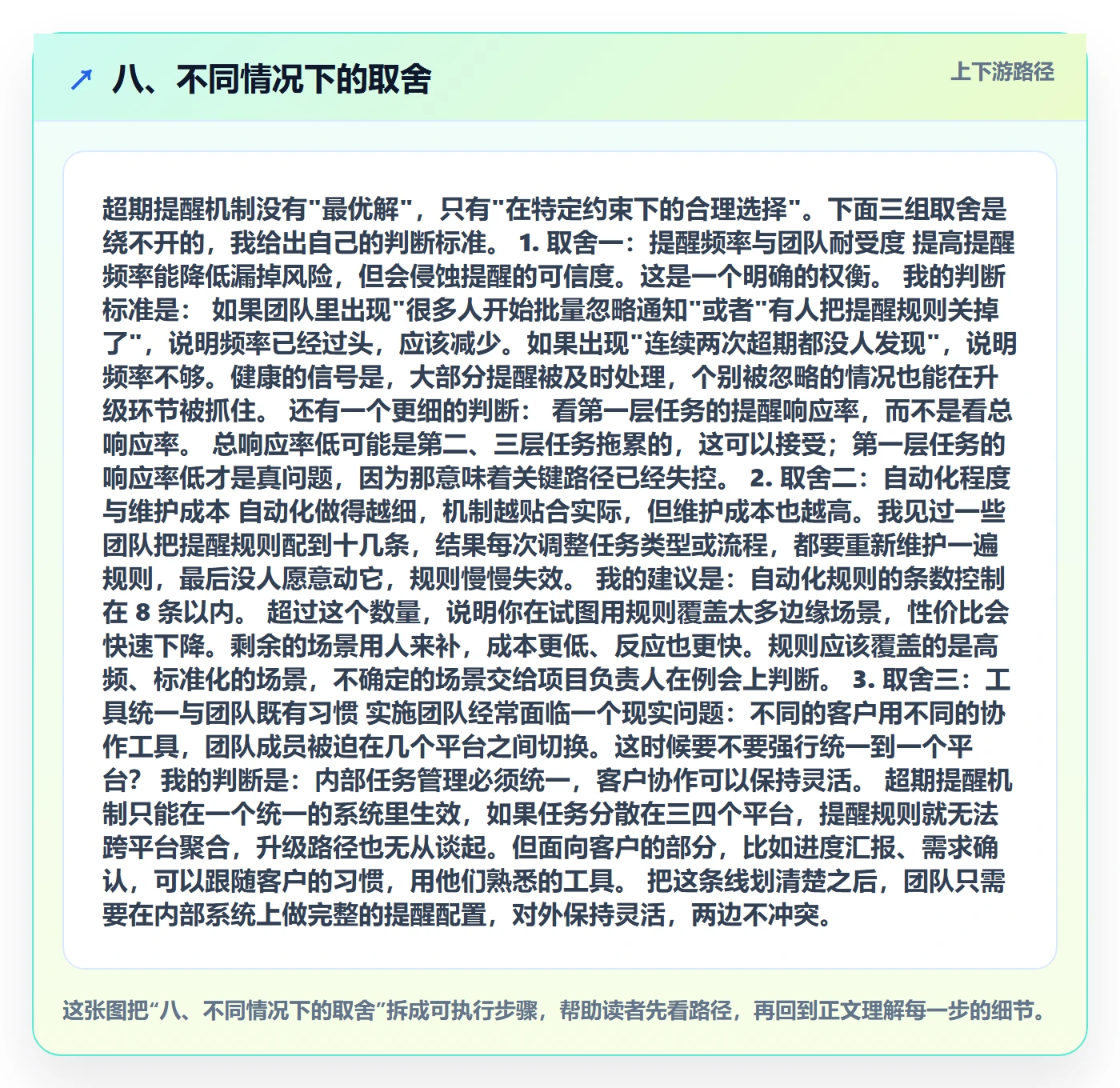 八、不同情况下的取舍