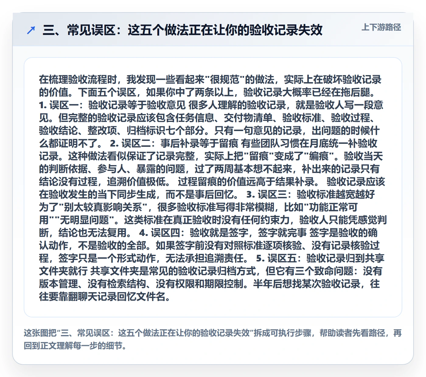 三、常见误区:这五个做法正在让你的验收记录失效