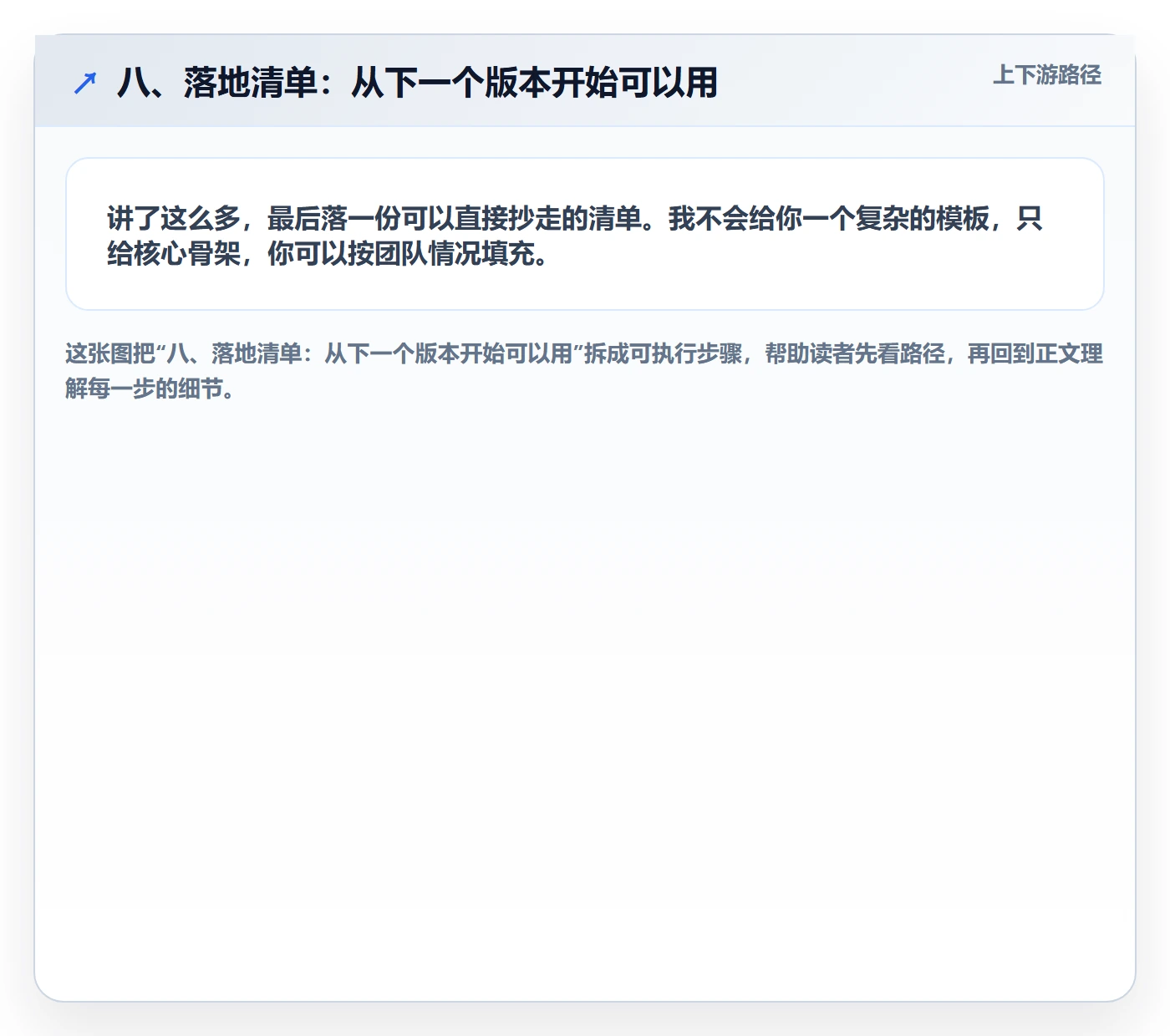 八、落地清单:从下一个版本开始可以用