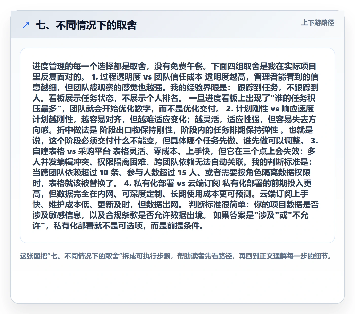 七、不同情况下的取舍