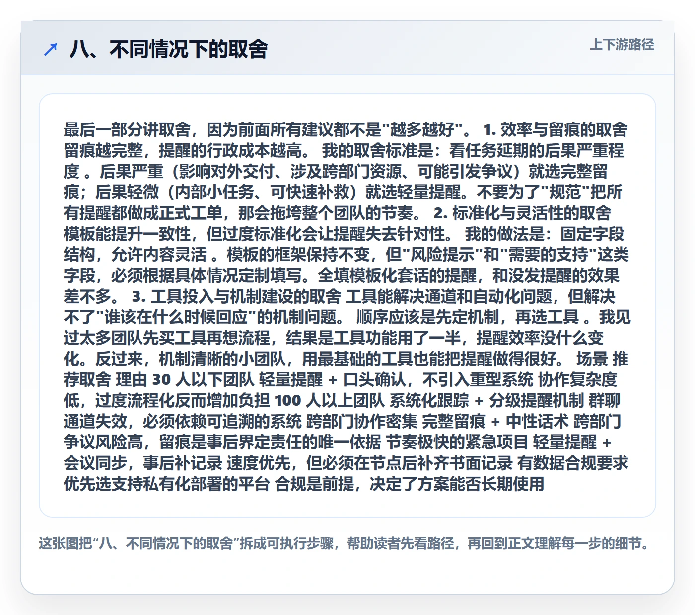 八、不同情况下的取舍