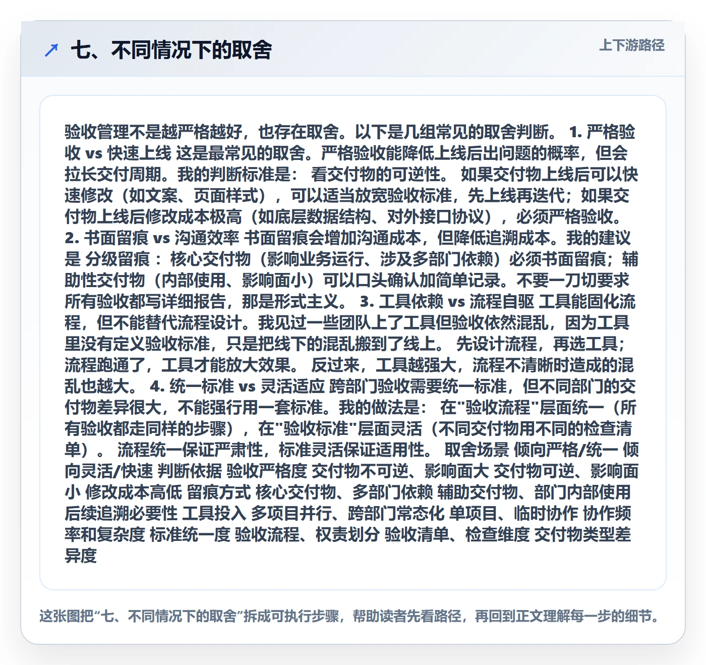 七、不同情况下的取舍