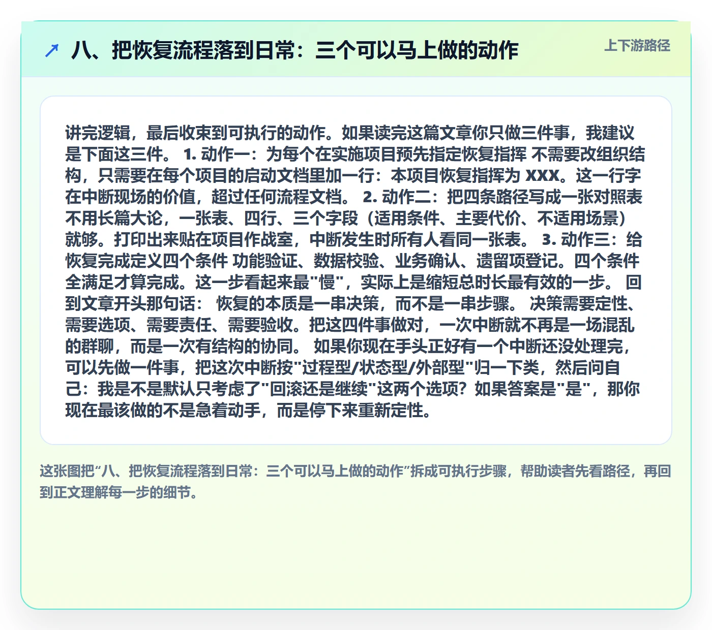 八、把恢复流程落到日常:三个可以马上做的动作