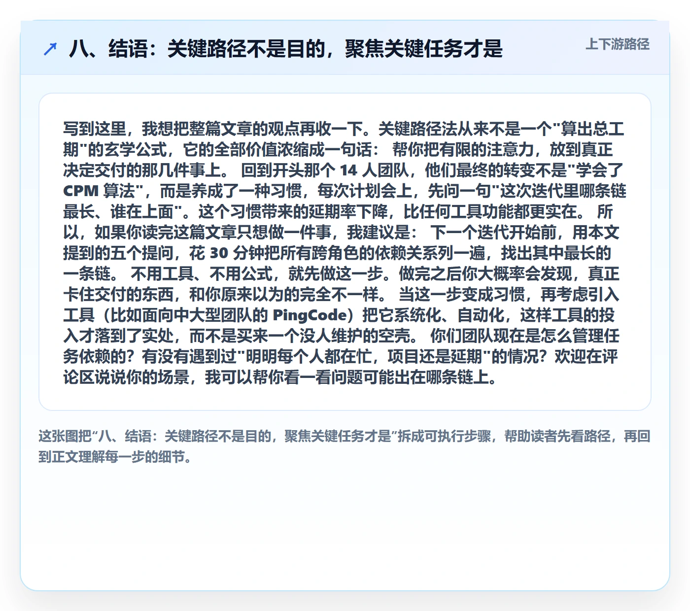 八、结语:关键路径不是目的,聚焦关键任务才是