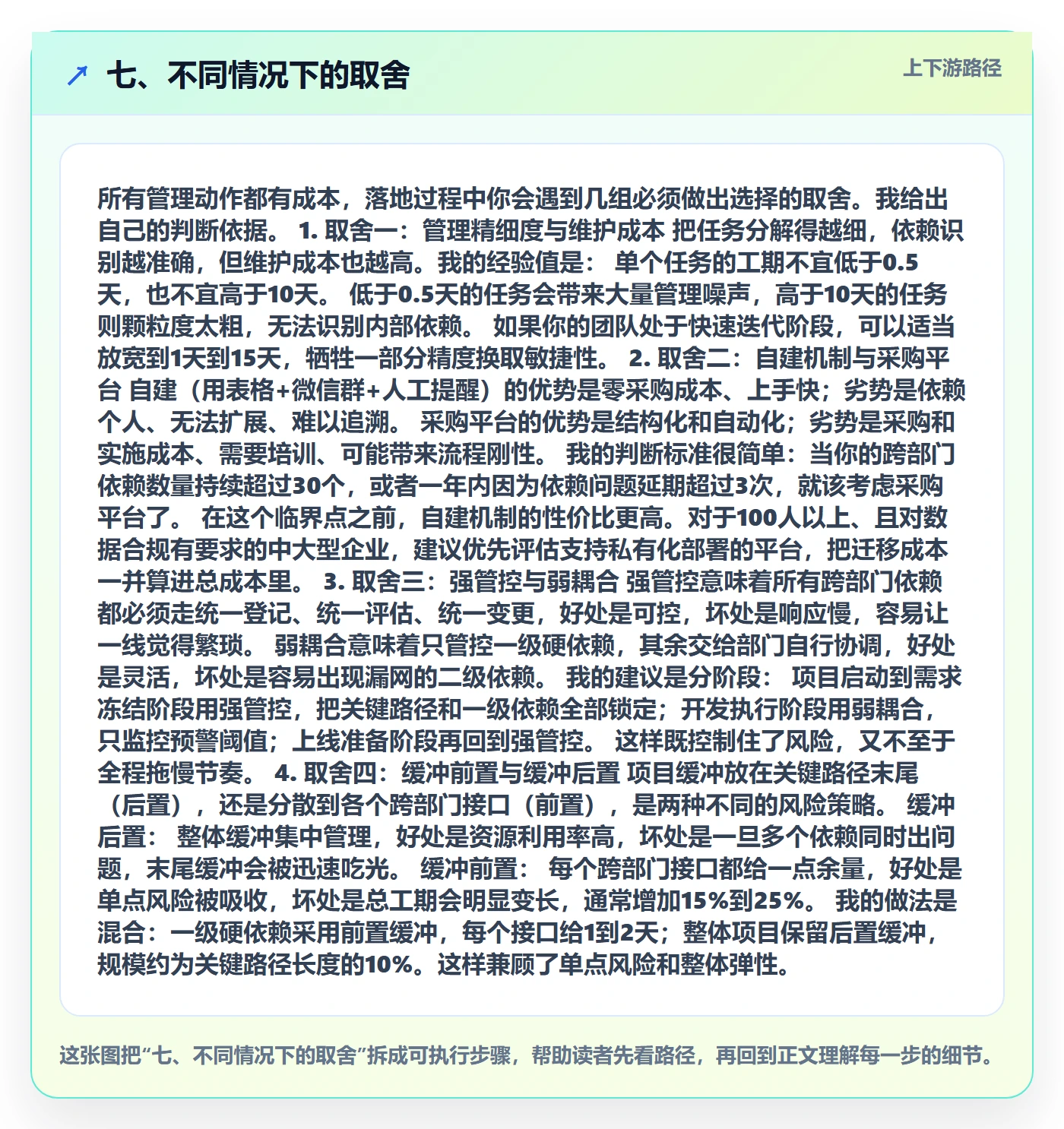 七、不同情况下的取舍