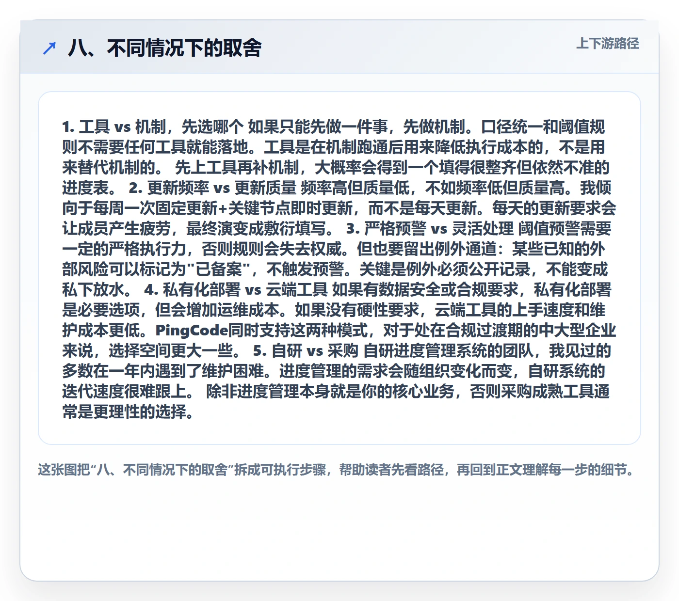 八、不同情况下的取舍