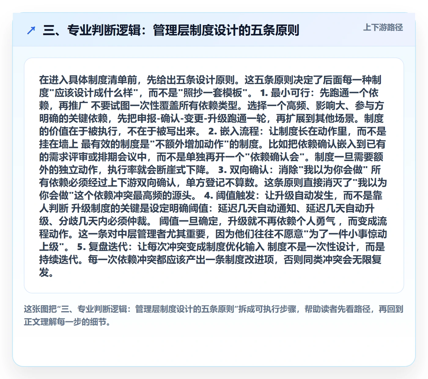 三、专业判断逻辑:管理层制度设计的五条原则