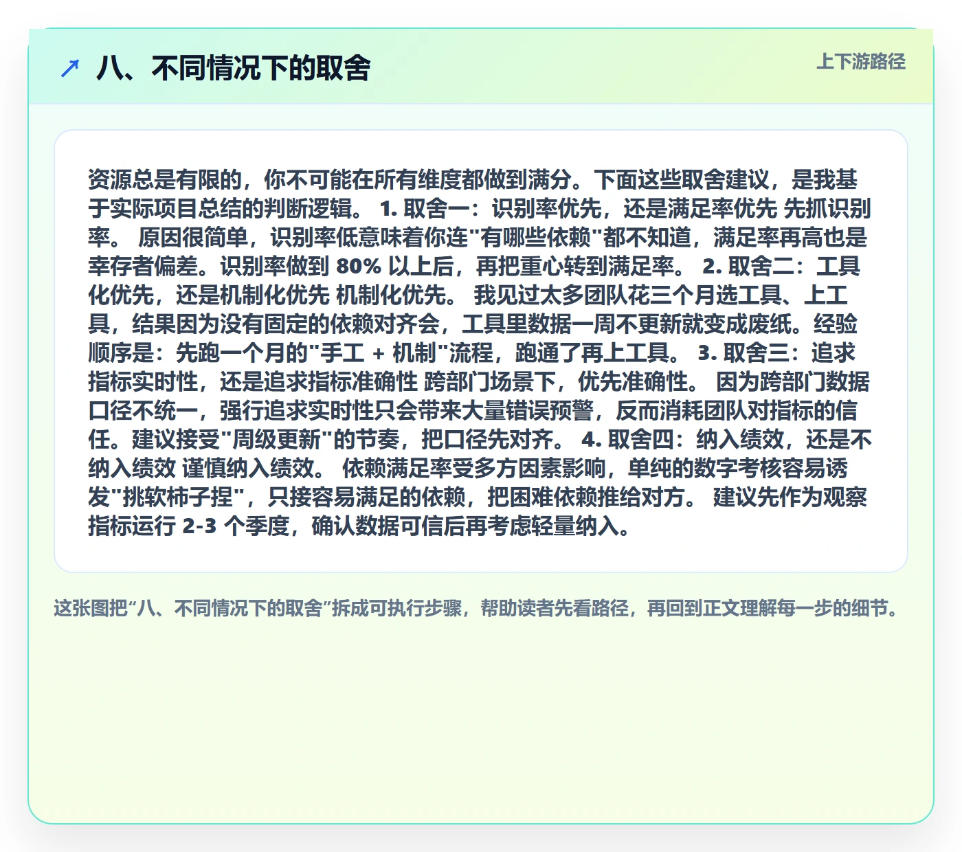 八、不同情况下的取舍