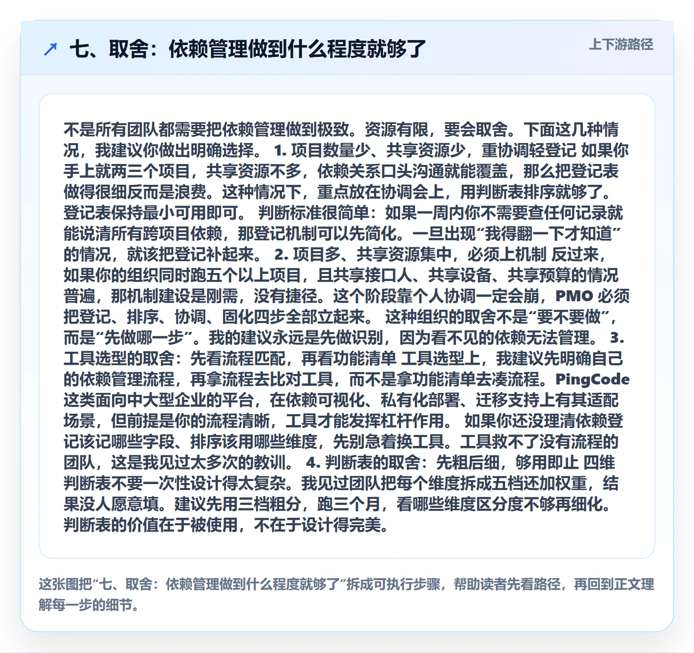 七、取舍:依赖管理做到什么程度就够了