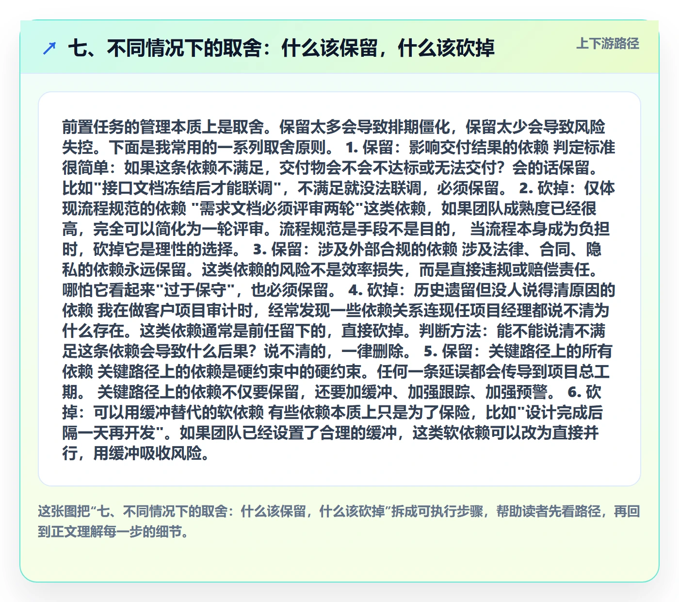 七、不同情况下的取舍：什么该保留，什么该砍掉