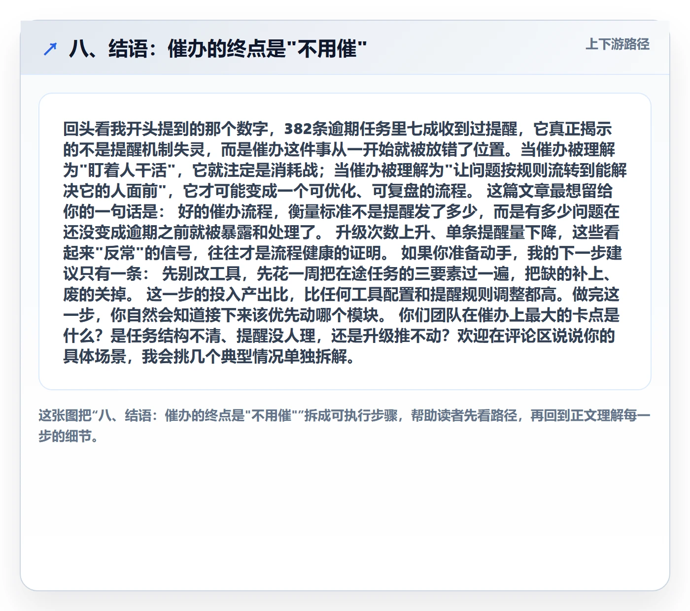 八、结语：催办的终点是"不用催"