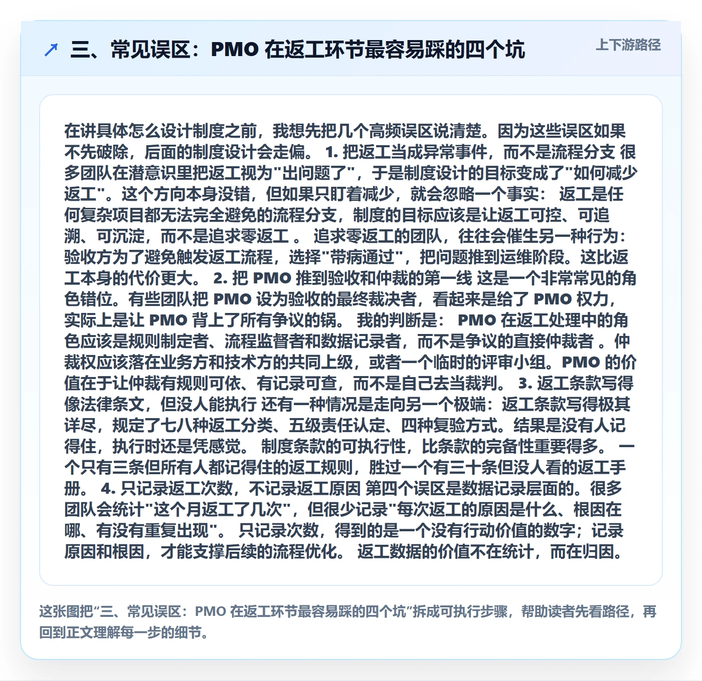三、常见误区:PMO 在返工环节最容易踩的四个坑