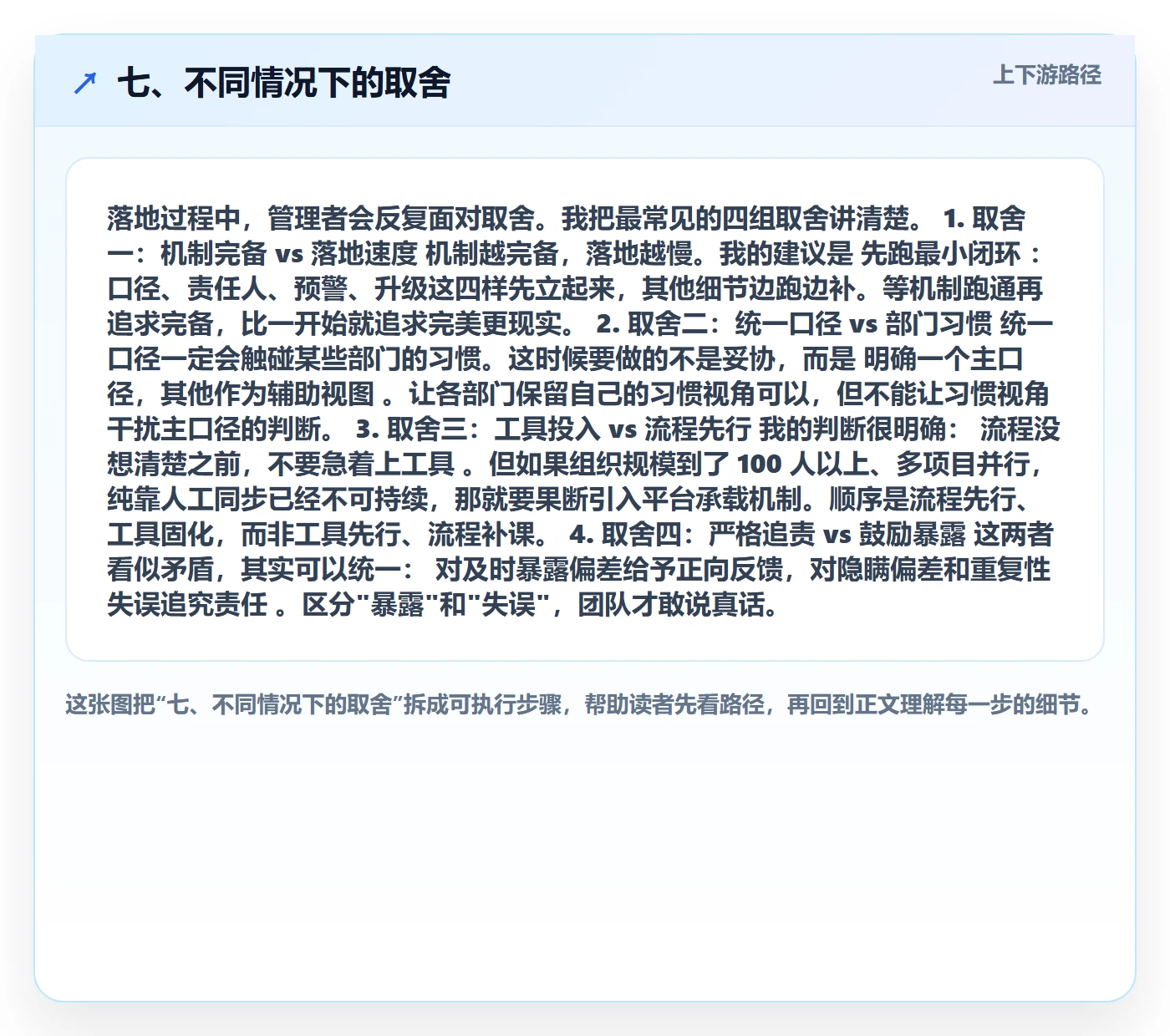 七、不同情况下的取舍