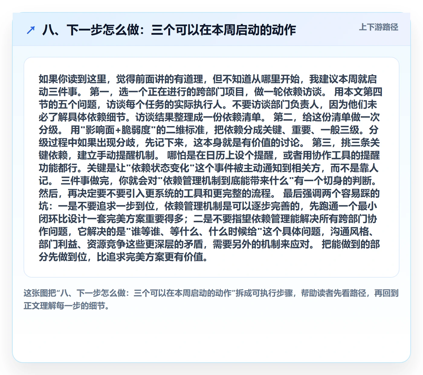 八、下一步怎么做:三个可以在本周启动的动作